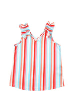 Load image into Gallery viewer, Multicolor Striped V Neck Ruffle Straps Tank Top
