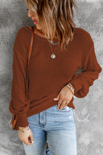Load image into Gallery viewer, Drop Shoulder Back Cut-out Sweater with Tie
