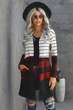 Load image into Gallery viewer, Plaid Colorblock Striped Cardigan
