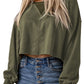 Green Drop Shoulder Cropped Sweatshirt