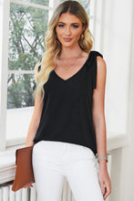 Load image into Gallery viewer, Tie On Shoulder V Neck Tank Top
