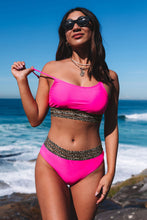 Load image into Gallery viewer, Leopard Mesh Trim 2pcs Bikini Swimsuit
