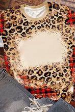 Load image into Gallery viewer, Plaid Bleached Leopard Print Short Sleeve T Shirt
