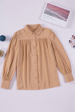 Load image into Gallery viewer, Khaki Solid Button-up Loose Long Sleeve Shirt
