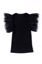 Load image into Gallery viewer, Dotty Mesh Ruffle Sleeve Ribbed Knit Top
