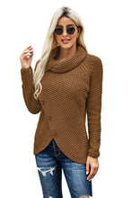 Load image into Gallery viewer, Khaki Buttoned Wrap Turtleneck Sweater
