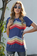 Load image into Gallery viewer, Colorful Wavy Stripes Print Short Sleeve Tee
