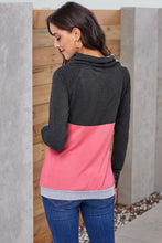 Load image into Gallery viewer, Charcoal Pink Colorblock Thumbhole Sleeved Sweatshirt
