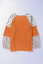 Load image into Gallery viewer, Leopard Colorblock Waffle Knit Top
