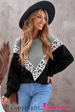 Load image into Gallery viewer, Colorblock Chevron Leopard Pullover Sweater
