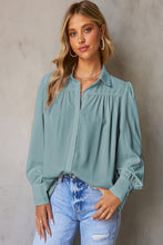 Load image into Gallery viewer, Solid Color Button Up Puff Sleeve Blouse
