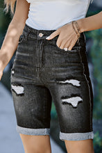 Load image into Gallery viewer, Roll-up Distressed Bermuda Denim Shorts
