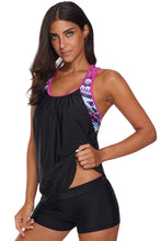 Load image into Gallery viewer, Blouson Striped Printed Strappy T-Back Push up Tankini Top
