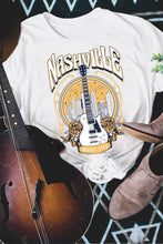 Load image into Gallery viewer, Music City NASHVILLE Guitar Floral Print Graphic T Shirt
