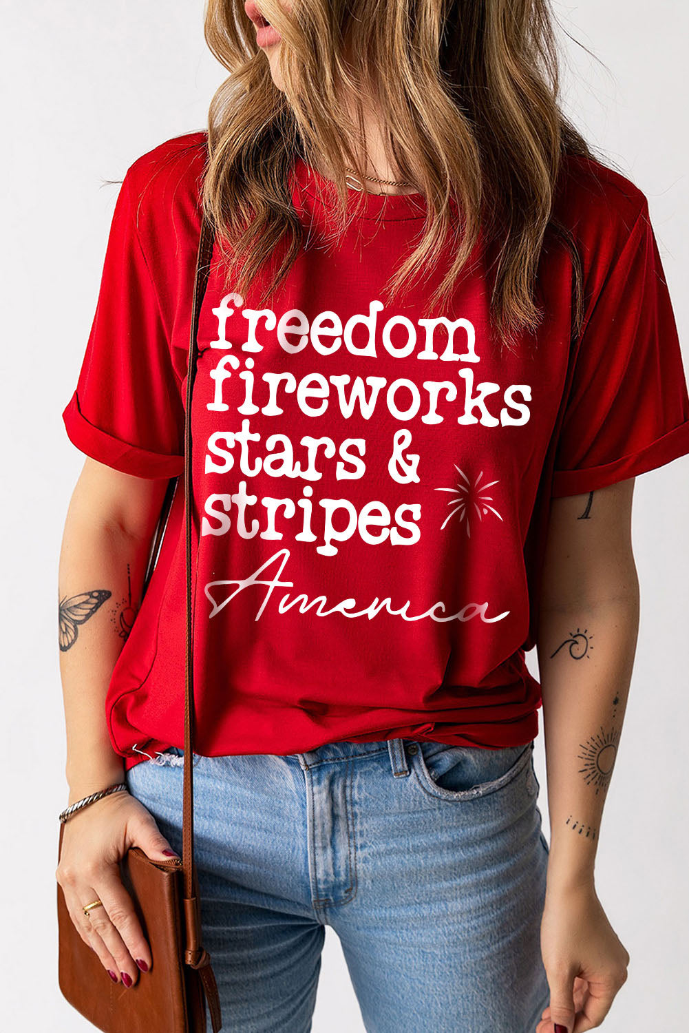 American Freedom Day Slogan Print T Shirt