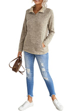 Load image into Gallery viewer, Khaki Quarter Zip Pullover Sweatshirt
