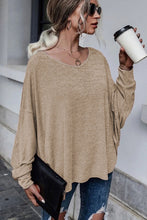 Load image into Gallery viewer, Khaki Tie Plunging Back Dolman Sleeve Oversize Top
