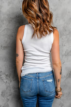 Load image into Gallery viewer, Solid White Round Neck Ribbed Tank Top
