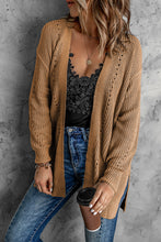 Load image into Gallery viewer, Drop Sleeve Cable Knit Cardigan with Slits
