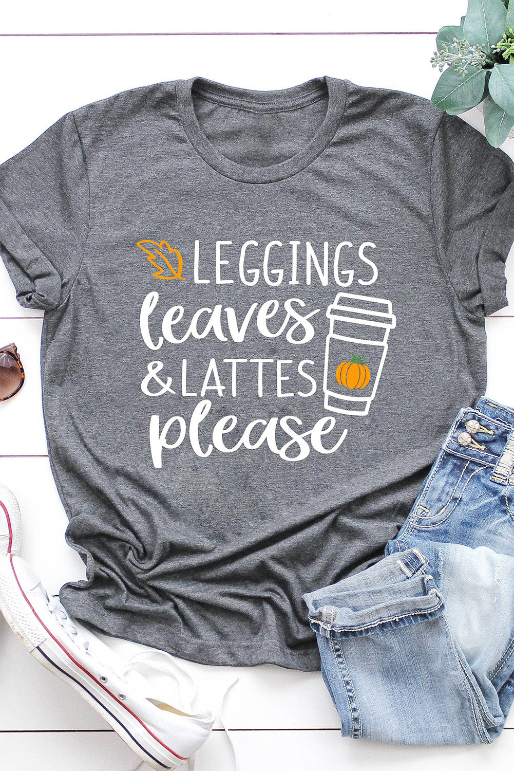 Leggings Leaves and Lattes Please Graphic Tee