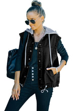 Load image into Gallery viewer, Solid Color Hooded Denim Vest Jacket
