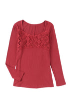 Load image into Gallery viewer, Lace Crochet V Neck Long Sleeve Top
