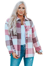 Load image into Gallery viewer, Plaid Color Block Buttoned Long Sleeve Jacket with Pocket
