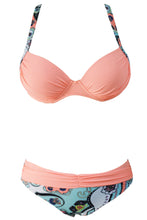 Load image into Gallery viewer, Sexy Pink Padded Gather Push-up Bikini Set
