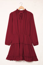 Load image into Gallery viewer, V Neck Long Sleeve Ruffle Tiered Mini Dress
