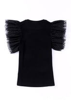 Load image into Gallery viewer, Dotty Mesh Ruffle Sleeve Ribbed Knit Top
