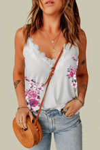 Load image into Gallery viewer, Floral Print Lace Patchwork Spaghetti Strap Tank Top
