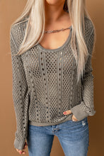Load image into Gallery viewer, Khaki Hollow-out Chain Neckline Knit Sweater
