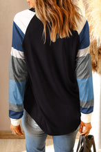 Load image into Gallery viewer, Color Block Long Sleeves Black Pullover Top
