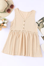 Load image into Gallery viewer, Waffle Knit Button Ruffled Casual Tank
