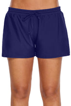 Load image into Gallery viewer, Navy Blue Elastic Drawstring Swim Shorts for Women
