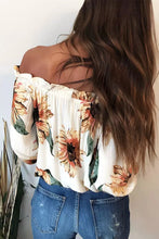 Load image into Gallery viewer, Floral Ruffled Tassel Tie Off Shoulder Blouse
