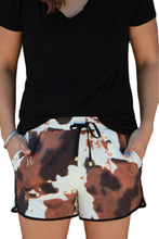 Load image into Gallery viewer, Cow Print Straight Leg Drawstring Mid Waist Shorts
