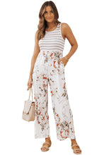 Load image into Gallery viewer, Striped Floral Pocket Sleeveless Jumpsuit
