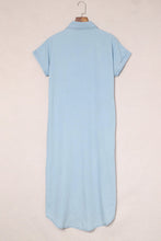 Load image into Gallery viewer, Chambray Shirt Short Sleeves Midi Dress
