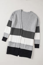 Load image into Gallery viewer, Open Front Colorblock Cardigan with Pockets
