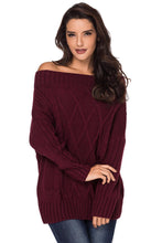 Load image into Gallery viewer, Wine Off The Shoulder Winter Sweater

