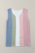 Load image into Gallery viewer, Color Block V-Neck Waffle Knit Tank Top
