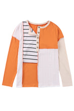 Load image into Gallery viewer, Stripe Color Block Splicing Long Sleeve Henley Top
