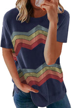 Load image into Gallery viewer, Colorful Wavy Stripes Print Short Sleeve Tee
