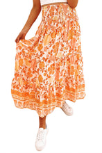 Load image into Gallery viewer, Floral Print Smocked High Waist A-line Maxi Skirt
