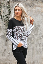 Load image into Gallery viewer, Striped Patchwork Long Sleeve Top with Pocket
