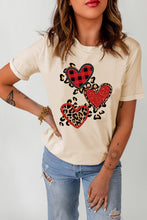 Load image into Gallery viewer, Khaki Heart-shaped Leopard Sequin Print Graphic T Shirt
