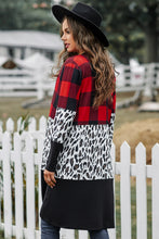 Load image into Gallery viewer, Buffalo Plaid Leopard Splicing Color Block Cardigan
