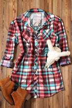 Load image into Gallery viewer, Multicolor Long Sleeve Pockets Buttoned Plaid Mini Dress
