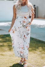 Load image into Gallery viewer, Striped Floral Print Sleeveless Maxi Dress with Pocket
